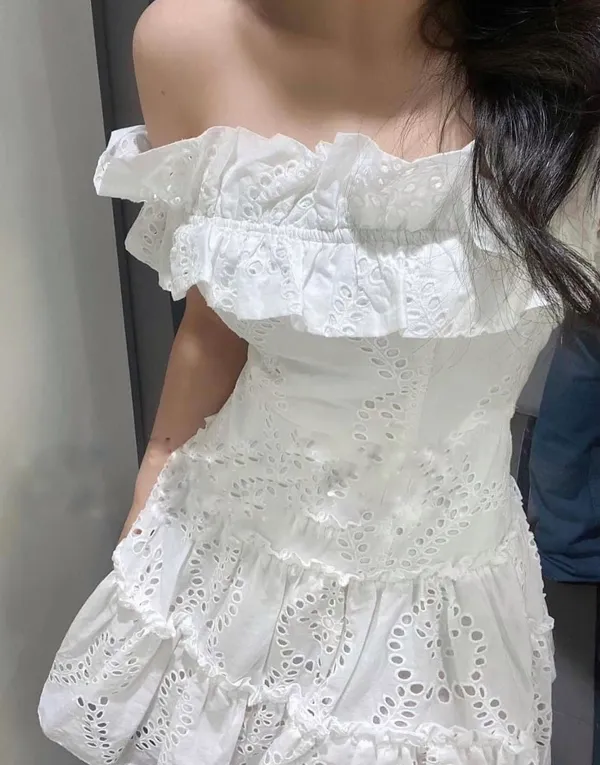 ZARA dress mini crochet boho openwork embroidered white vacation summer - Image 8