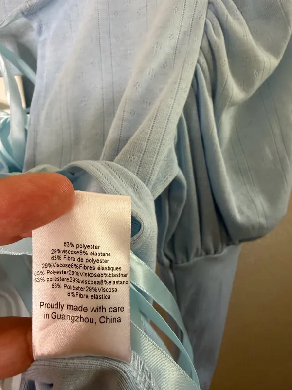 NWT Allina Liu Mitski Pointelle‎ Cardigan Baby Blue Tie Front Womens Size XXS - Image 12