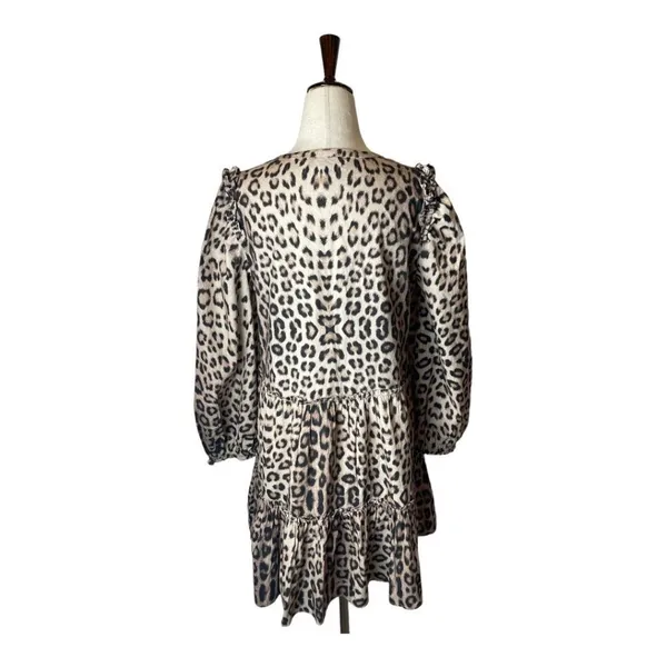 Generation Love Rumi Dress Women XS Brown‎ Leopard Babydoll Balloon Sleeve Mini - Image 4