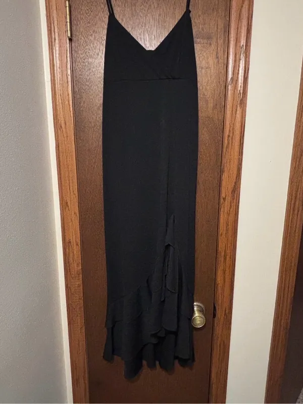Younique Black High-Low Ruffle Slip Dress- Medium - Image 4