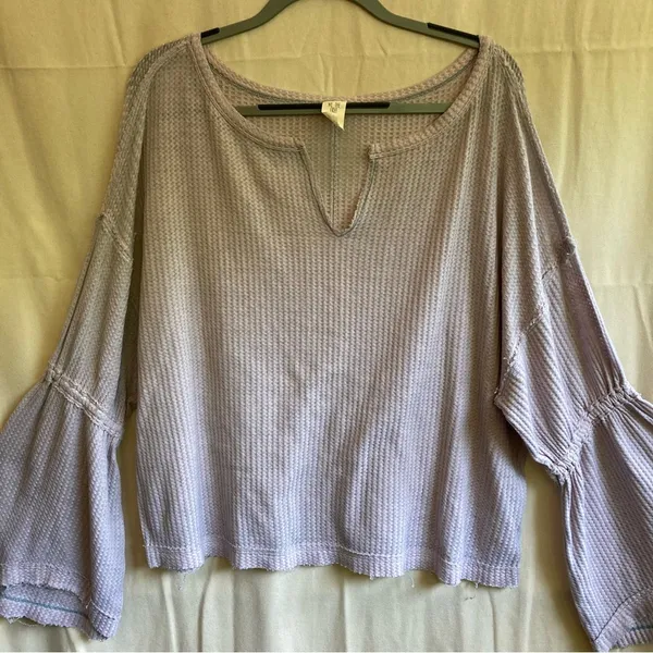 We The Free by Free People Light Purple Dahlia Bell Sleeve Top - Image 4