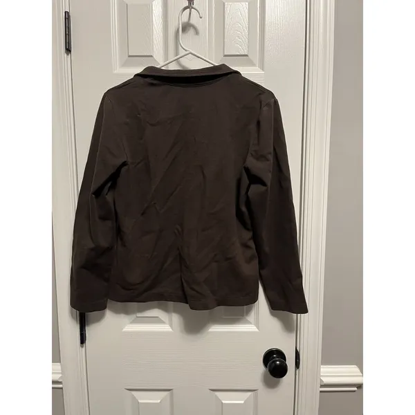 Talbots Jacket Women's med Dark Brown Full Zip, Pockets. Heavy. Comfy - Image 5