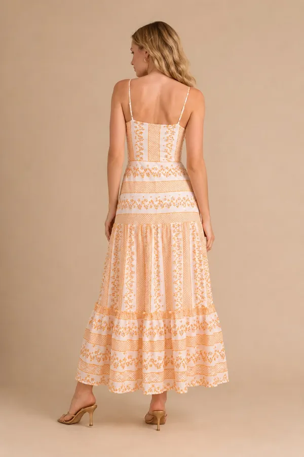 NWT CeCe Embroidered Cotton Maxi Dress White Orange Floral Size 10 - Image 2