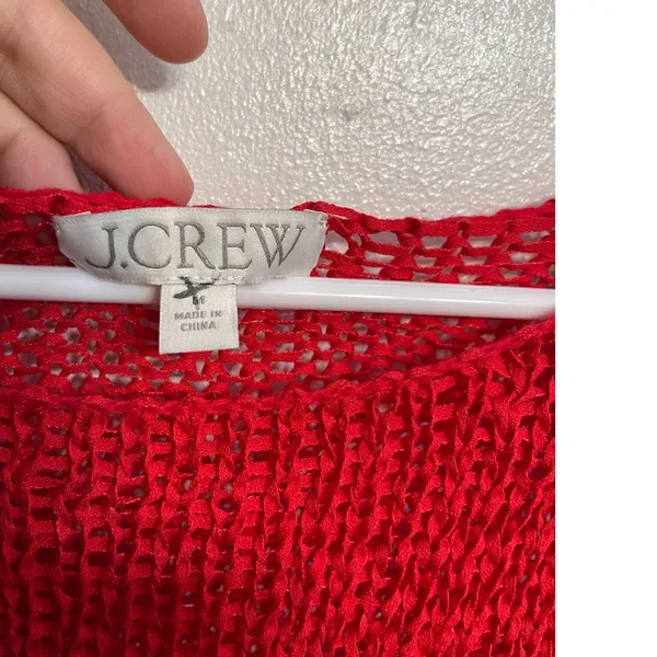J.Crew Montauk Relaxed Open Knit Lightweight Sweater Red Coastal Preppy Size M - Image 3