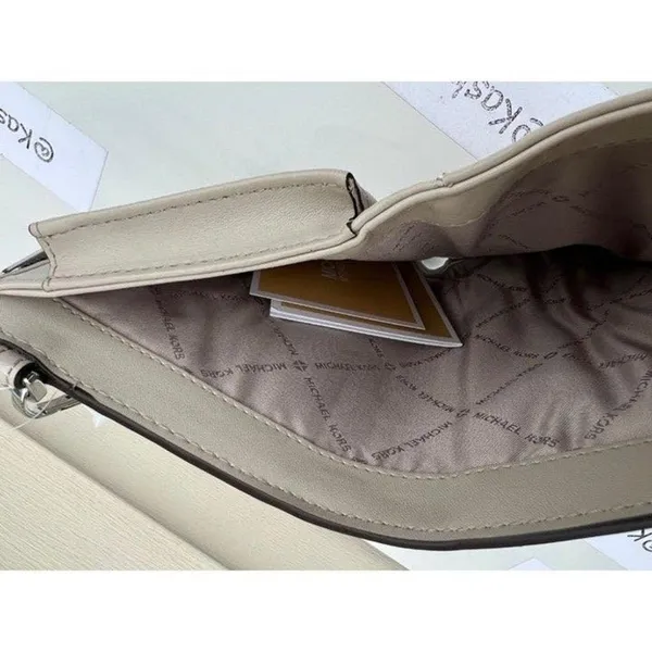 Michael Kors Light Sand Multi Double Zip Wristlet MK Signature Stripe JetSet Bag - Image 5
