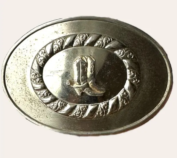 Vtg Belt Buckle Cowboy Boots Nickel Plated 90’s Western Rodeo Cowgirl Silver‌ - Image 5