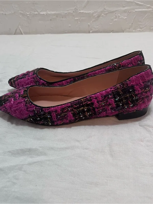 J crew Women's Pink Tweed Pointed-Toe Ballet Flats - Image 3