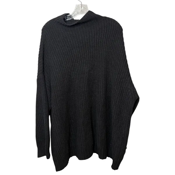 American Eagle Black Chunky Knit Oversized Sweater Cozy Mock Neck‎ Size Large XL - Image 2