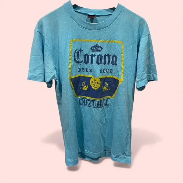 Vintage 80s blue Corona Beer Club single stitch t-shirt fun Cozumel spring break - Image 2