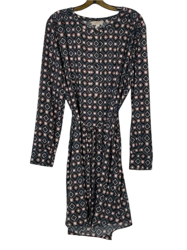 "Loft" Multicolor Geometric Long Sleeves Shirttail Dress Size: Xl - Image 3