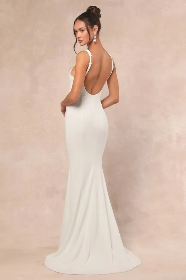 NWT Lulus Safine White Backless Mermaid Maxi Dress Wedding Bride Bridal Size XL - Image 2