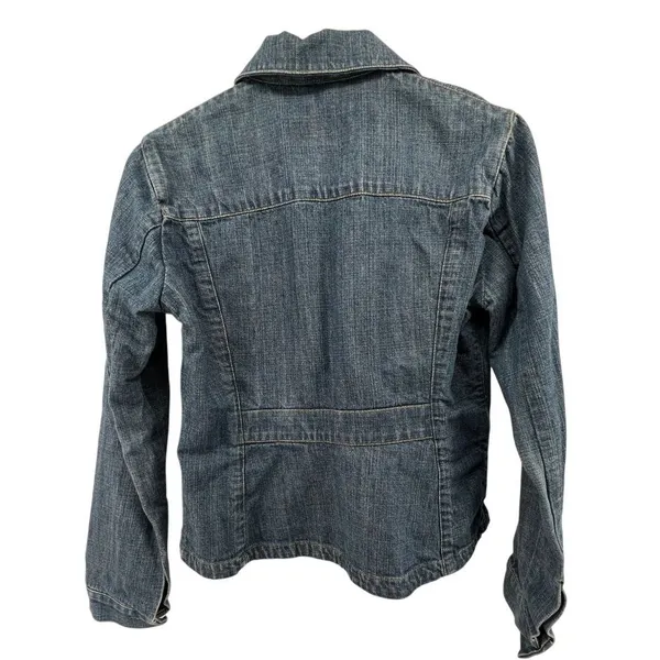 Vintage Eddie Bauer Women Small Trucker Jean Buttoned‎ Jacket Medium Wash Denim - Image 3