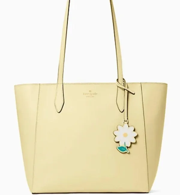 Authentic KATE SPADE Saffiano leather zip top Tote/Flower charm - Image 3