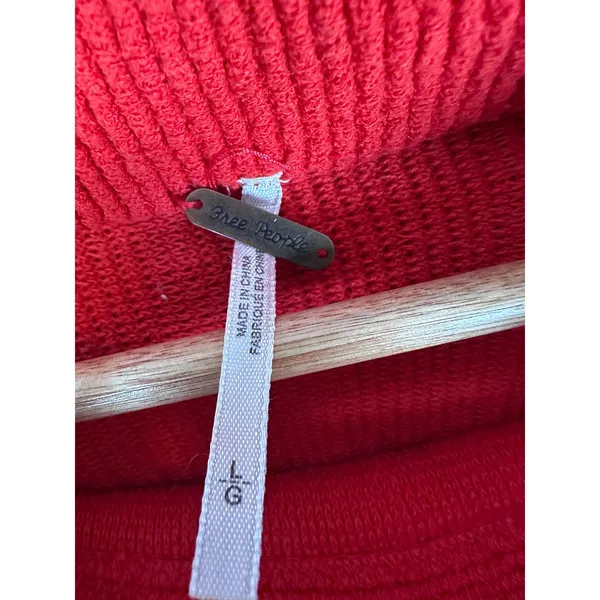 Free People Ottoman Slouchy Tunic Women Large Red Oversized Boho Ribbed Sweater - Image 7