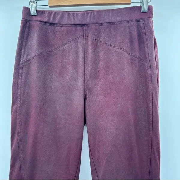 Free People Midnight Burgundy Faux Suede High Rise‎ Ankle Leggings Size S - Image 3