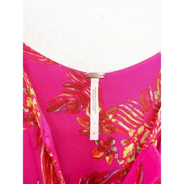 Free People Hot Tropics Jumpsuit Size 4 Pink Floral Cropped Wide Leg Boho - Image 6