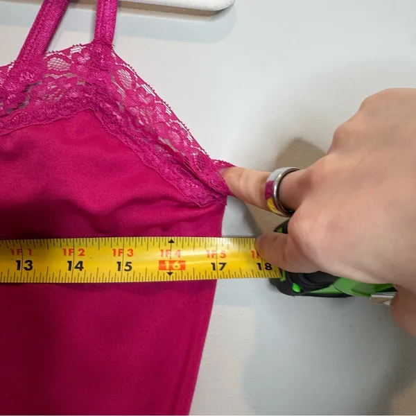 Fashion Bug Y2K Lace Trim Cami Size M Hot Pink Preppy 90s Coquette Babydoll Feminine 2000s - Image 5