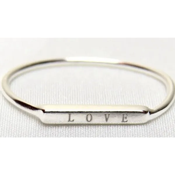 Boutique NEW Women's Dainty‎ White Gold-Plated S925 LOVE Bar Band Ring Size 7 - Image 2
