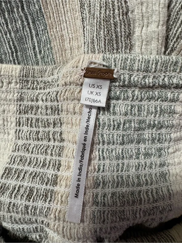 Free People Cotton Striped Wide Leg Pants in Pastel Green, Black & Cream Size XS - Image 3