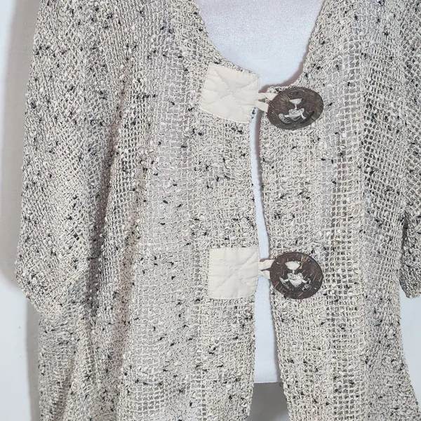 Keren Hart Natural Loose Knit Cardigan with Oversized Button Detail Size XXL - Image 4