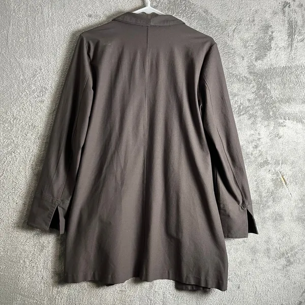 Eileen Fisher Washable‎ Stretch Crepe Jacket Size Small Rye Grayish Brown - Image 3