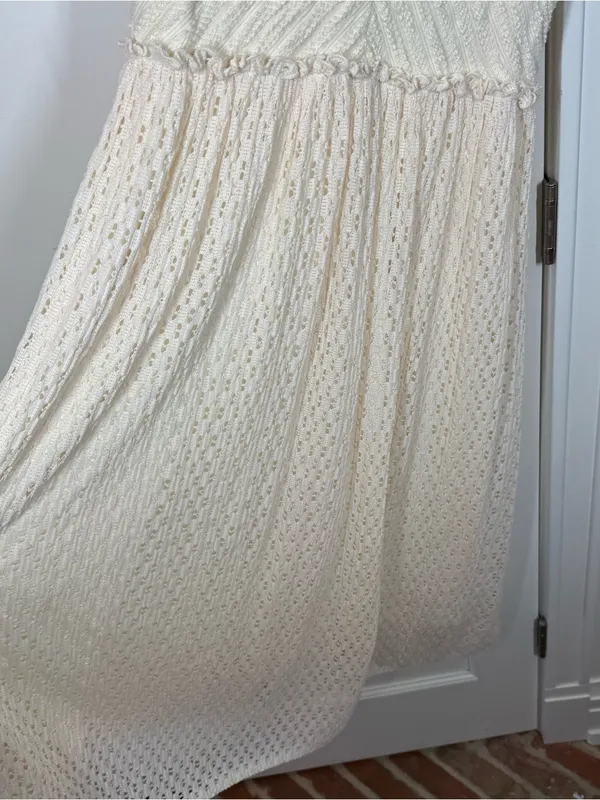 Meadow rue by Anthropologie Florence cream crochet midi dress size medium bridal - Image 3