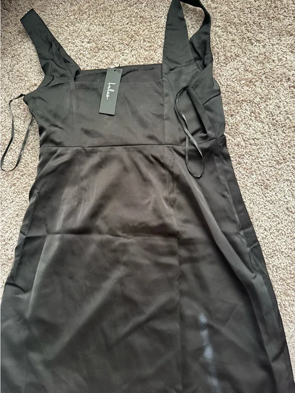 Lulus Black Satin Mini Dress - Image 4