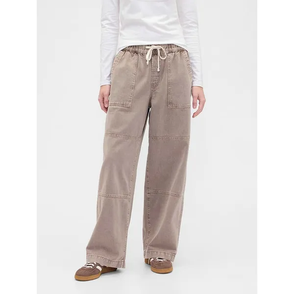 GAP Denim NWOT Mushroom Brown High Rise Pull-On Wide-Leg Utility Jeans Small - Image 2