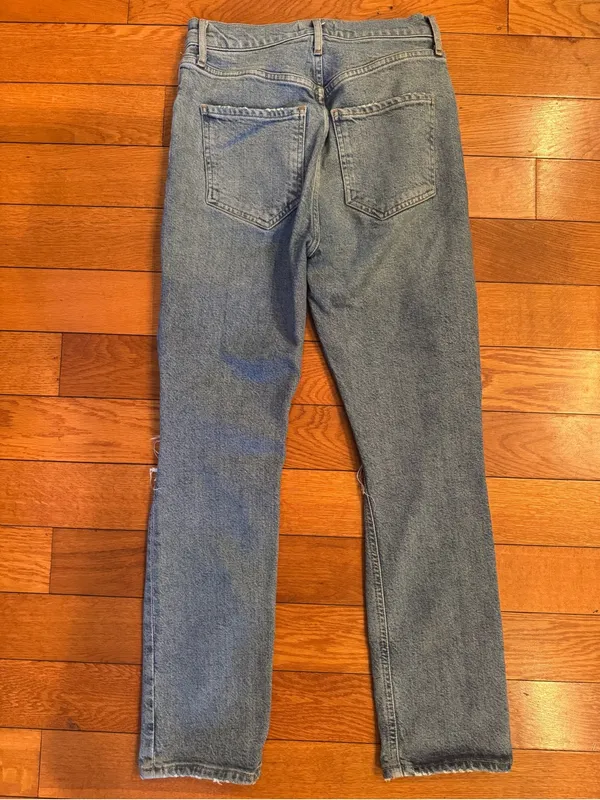 AGOLDE Riley High-Rise Straight Distressed Jeans Wash Medium Size 24 EUC - Image 6