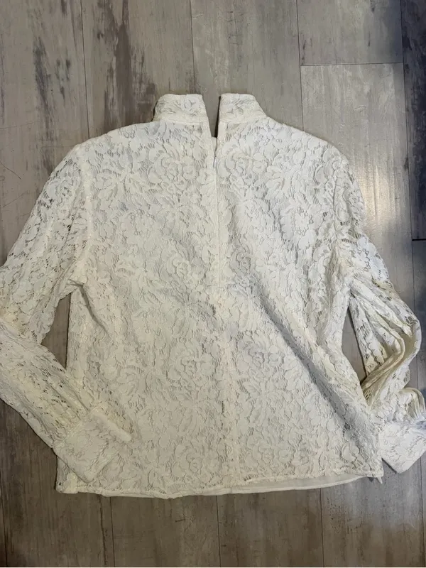 Ralph Lauren Ivory Floral Lace Mock Neck Blouse - Image 4