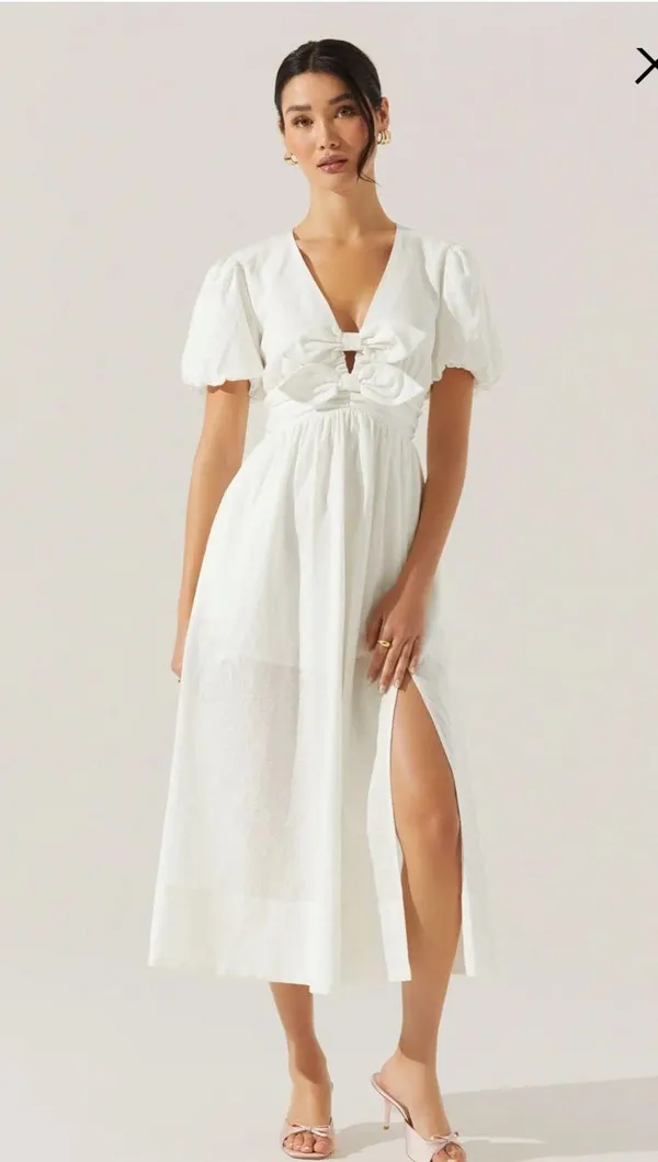 ASTR the Label White Midi Linen Dress - Image 2
