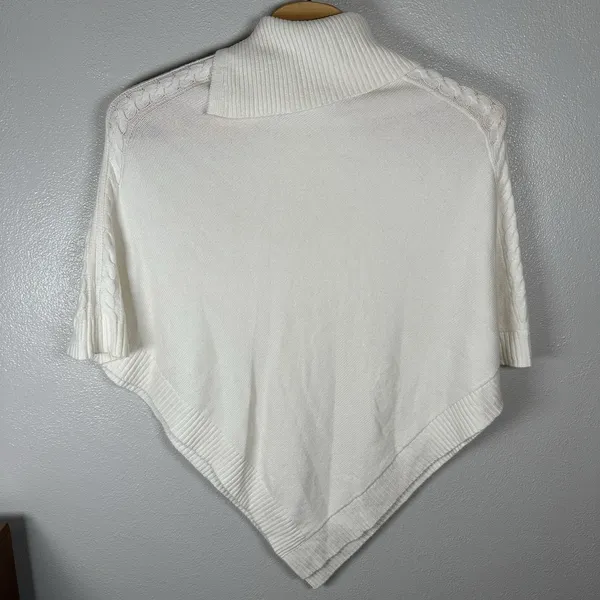 Talbots Poncho Sweater Womens 1X Ivory Cream Oversized‎ Boxy Knit Mock Neck - Image 3