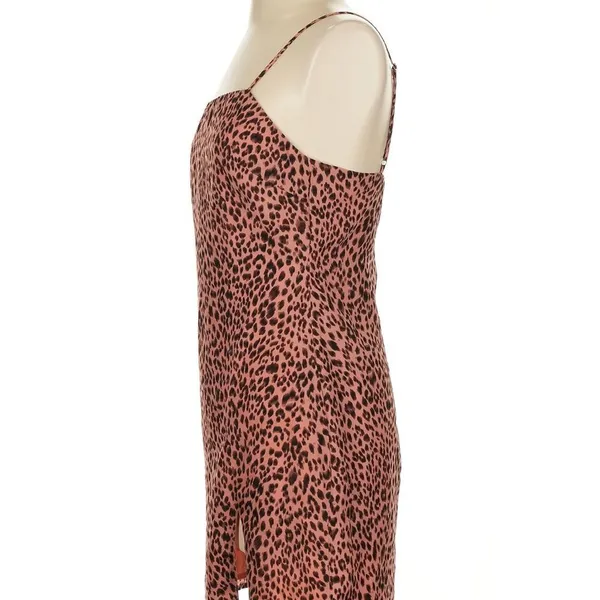 NWT Superdown Revolve‎ Kensley High Slit Pink Leopard Slip Dress Small - Image 13