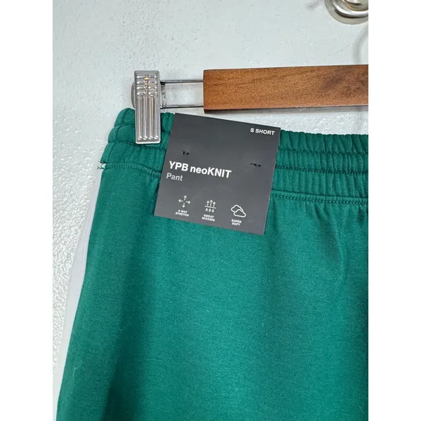 YPB neoKNIT Wide Leg Track Pants Green White Stripe‎ Small Short NWT - Image 4