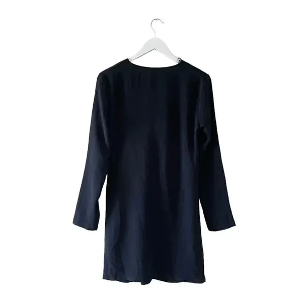 ZARA Black SHORT DRAPED DRESS Long Sleeves V-Neck Women’s Minimalist SZ S #1669 - Image 9