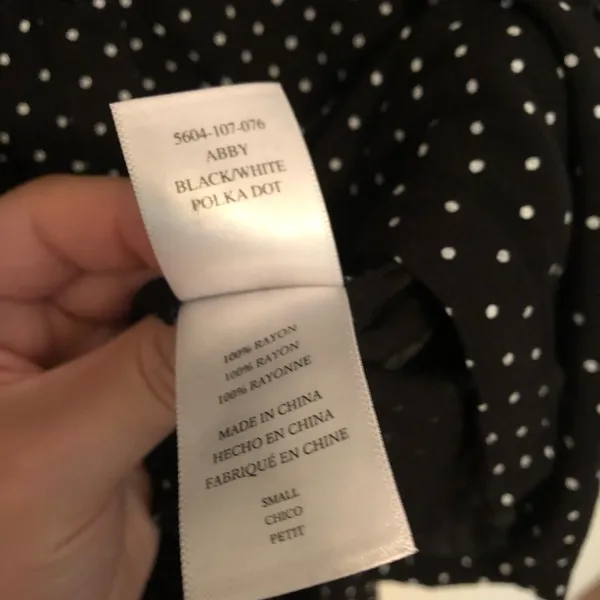 Rails Abby Top Black Polka Dots Neckline Tie Small - Image 7