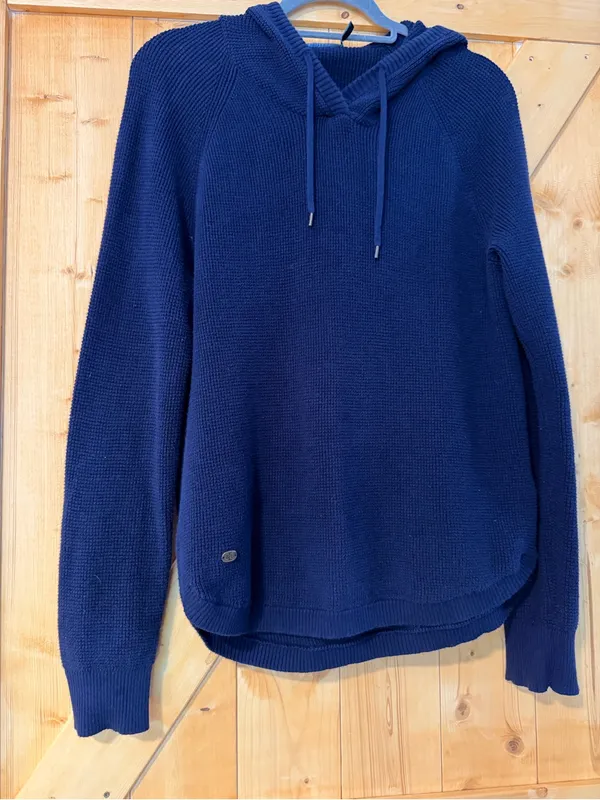 Lauren Ralph Lauren Navy Blue Waffle Knit Hooded Sweater Sz M - Image 3