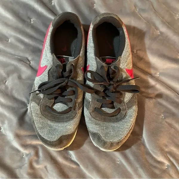 NIKE Eclipse Women's Sneakers Gray Nubuck Lace Up Lightweight Pink Trim 8.5 - Image 6