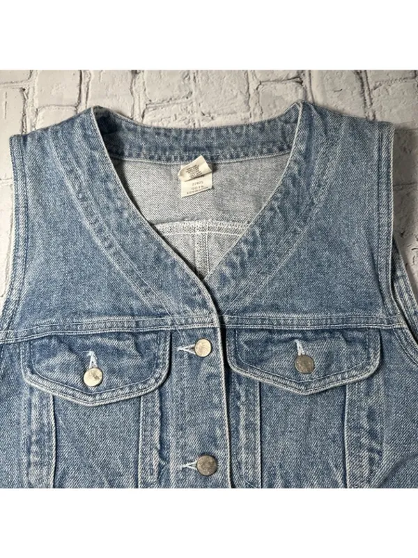 GAP Factory Store Denim Vest Womens Size Small 90s Y2K Jean Sleeveless Vintage - Image 3