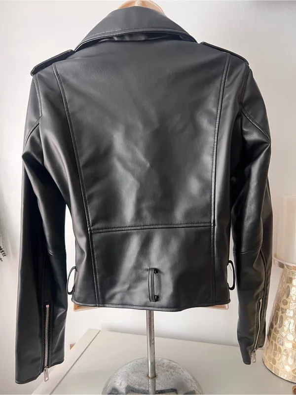 Zara Black Faux Leather Biker Jacket - Image 3