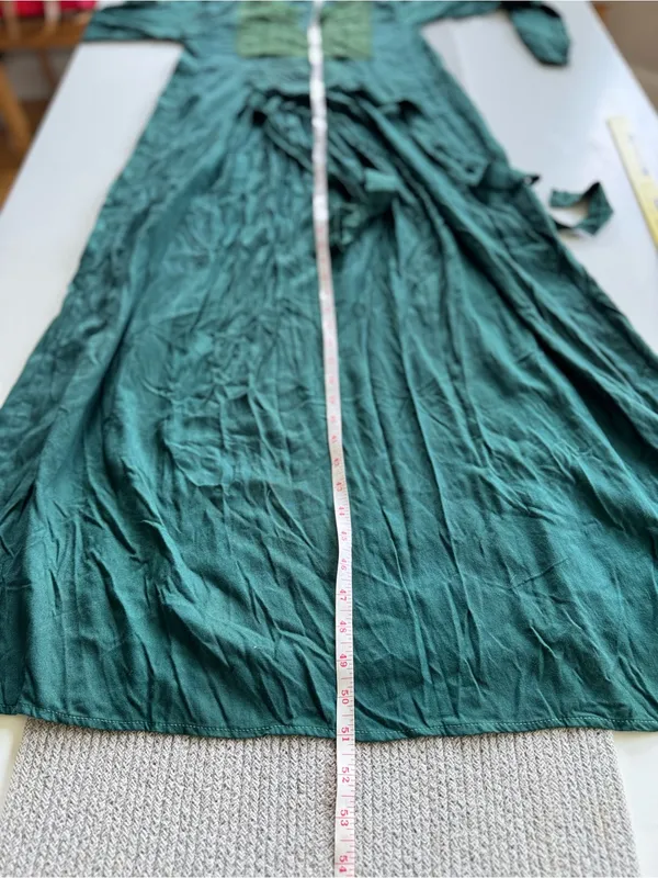 Vintage 90’s Forest Green Boho Long Sleeve Maxi Dress with Embroidered Yoke - Image 6