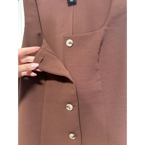 Sincerely Jules Brown Sleeveless Button Dress S - Image 7