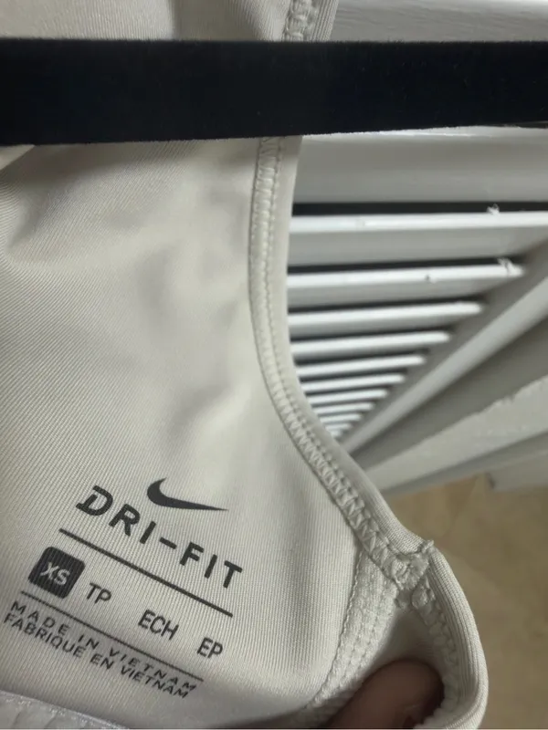 Nike Beige Sports Bra Crop Top with‎ White Swoosh size XS - Image 5