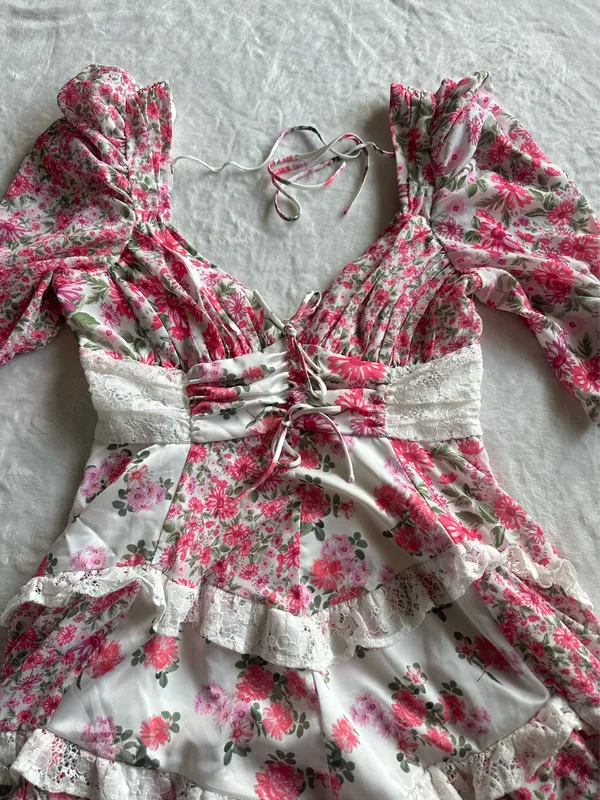 For Love & Lemons Rosalyn Mini Dress Pink - Image 4