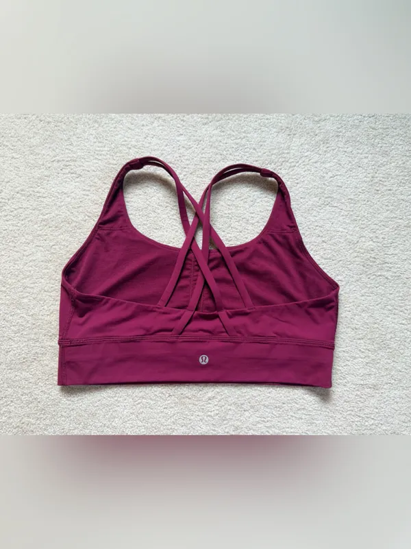 Lululemon‎ Energy Bra Long Line Strappy Back Burgundy Size 12 - Image 2