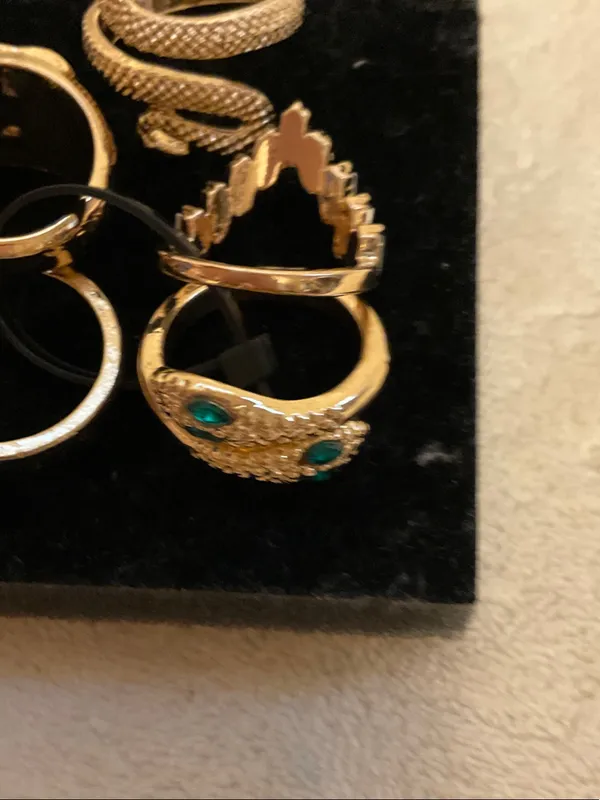 Gold-Tone Snake & Emerald Accent Ring Set - Women Jewelry - Image 2