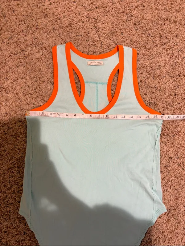 We The Free People Reggi Tank Top Light Blue Orange Trim Size XS - Image 9