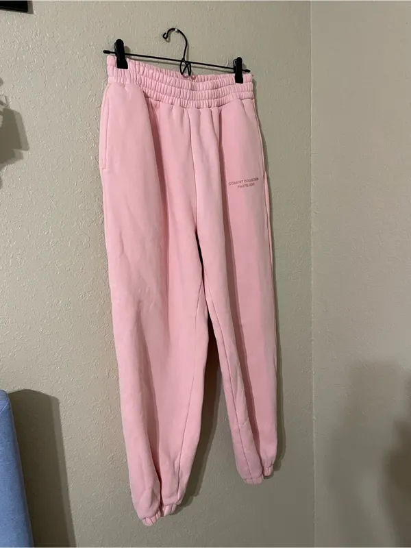 Comfrt Pastel Sweatpants Size Medium Bubblegum Pink Fleece Lined Thick Cozy - Image 6