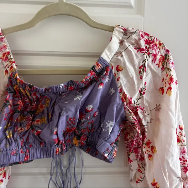 Floral Crop Top Long Sleeves Purple - Image 6