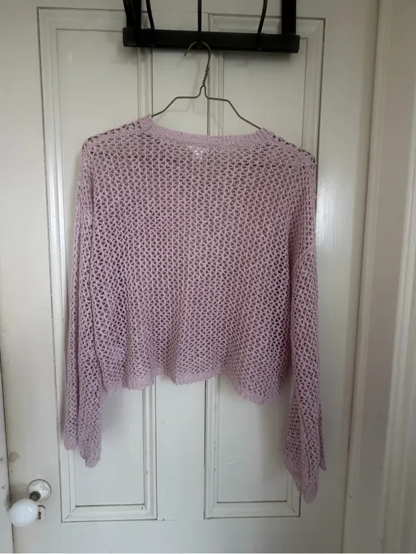 Pink Open-Knit Sweater - Image 6